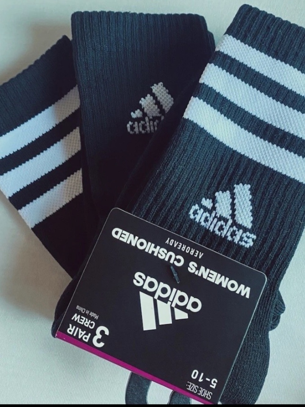 adidas Women's Black and White Athletic Crew Socks - 3 Pair